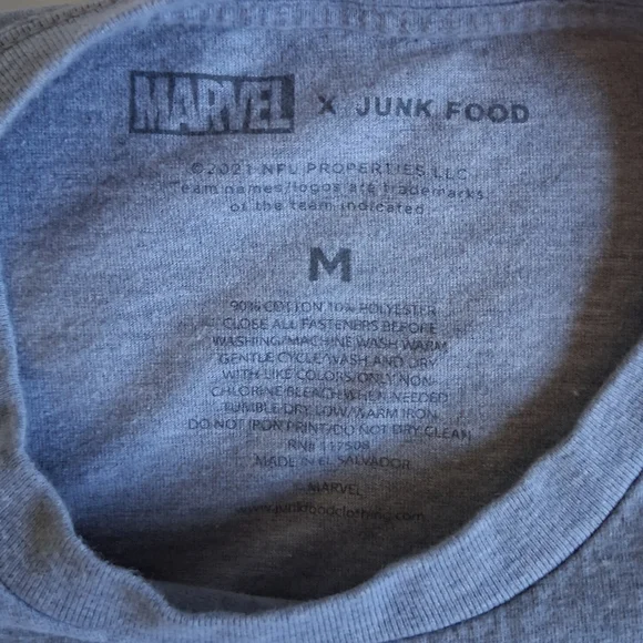 Junk Food Clothing Gray Green Bay Packers/ Marvel Graphic Tee. Size:M - Picture 5 of 7